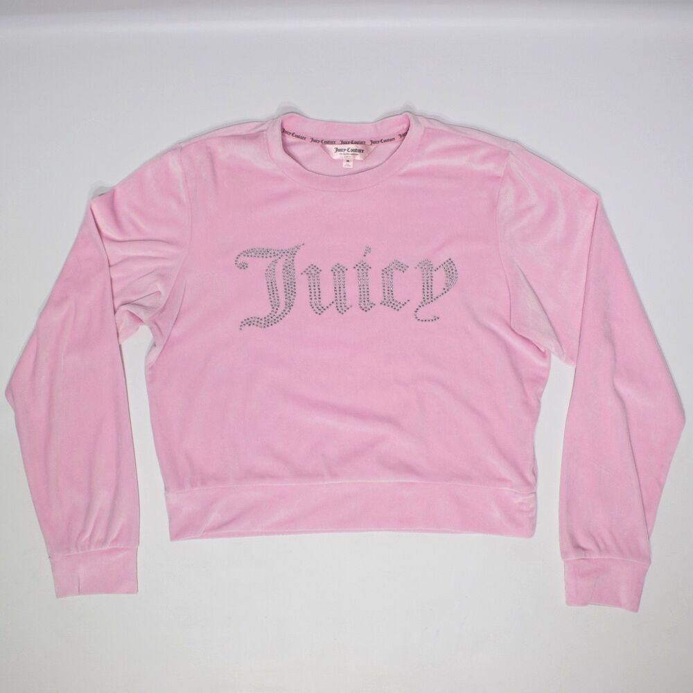 Juicy Couture Sleepwear Classic Velour Bling 2-Piece Pajama Set Pink Women Sz. M - Picture 3 of 15